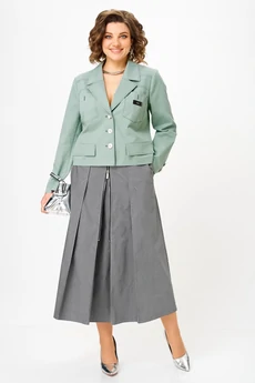 Костюм с юбкой 24139 серо-зеленый AIRA style