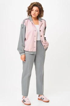 Костюм брючный 24231 серый + пудра AIRA style