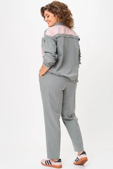 Костюм брючный 24231 серый + пудра AIRA style