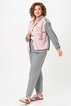 Костюм брючный 24231 серый + пудра AIRA style