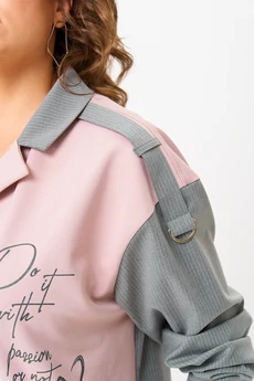 Костюм брючный 24231 серый + пудра AIRA style