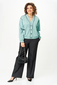 Костюм брючный 24247 мята + графит AIRA style