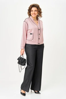 Костюм брючный 24247 пудра + графит AIRA style