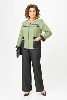 Костюм брючный 24249 зеленый+графит AIRA style