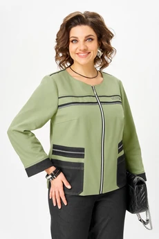 Костюм брючный 24249 зеленый+графит AIRA style