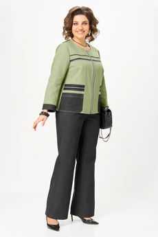 Костюм брючный 24249 зеленый+графит AIRA style