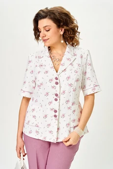 Костюм брючный 24252 пыльная роза + белый AIRA style