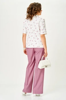 Костюм брючный 24252 пыльная роза + белый AIRA style