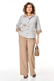 Костюм брючный 24255 серо-бежевый AIRA style