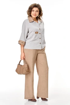 Костюм брючный 24255 серо-бежевый AIRA style