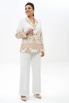 Костюм брючный 2496 молоко + золото ALANI