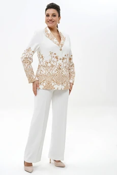 Костюм брючный 2496 молоко + золото ALANI