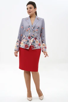 Костюм с юбкой 2498 голубой + черный ALANI