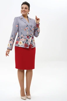 Костюм с юбкой 2498 голубой + черный ALANI