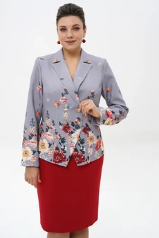 Костюм с юбкой 2498 голубой + черный ALANI