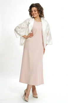 Костюм с платьем 2519 молоко + пудра ALANI