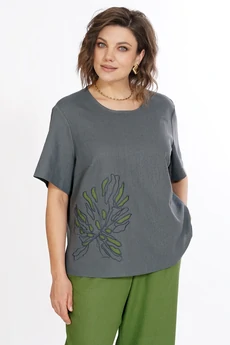 Костюм брючный 2522 серый + зеленый ALANI