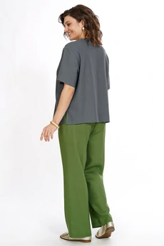 Костюм брючный 2522 серый + зеленый ALANI