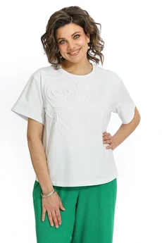 Костюм брючный 2560 молоко + зеленый ALANI