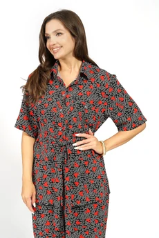 Костюм брючный 2628 красные сердечки ALANI