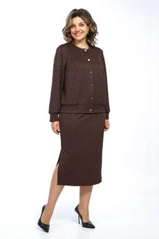 Костюм с юбкой 2686 шоколадный ALANI