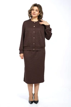 Костюм с юбкой 2686 шоколадный ALANI