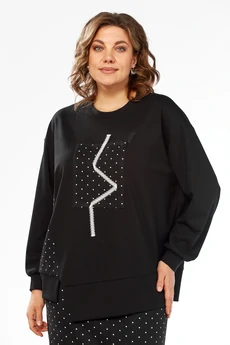 Костюм с юбкой 2688 черный в горошек ALANI