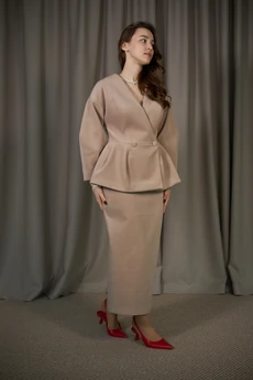 Костюм с юбкой 6007 бежевый ALIN