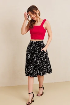 Костюм с юбкой 7101 красный+черный Amori