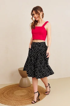 Костюм с юбкой 7101 красный+черный Amori