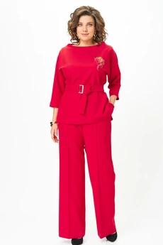 Костюм брючный 9091-25 красный ANDINA CITY