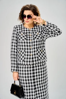 Костюм с юбкой 9093-26 черный + белый ANDINA CITY