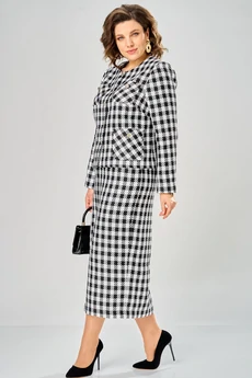 Костюм с юбкой 9093-26 черный + белый ANDINA CITY