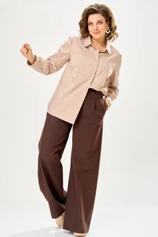 Блузка 5051-26 бежевый + полоска ANDINA CITY