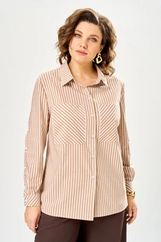 Блузка 5051-26 бежевый + полоска ANDINA CITY