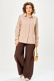 Блузка 5051-26 бежевый + полоска ANDINA CITY