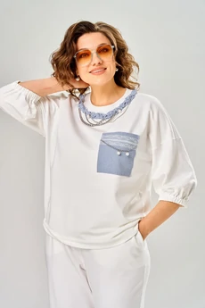 Костюм брючный 9095-26 белый ANDINA CITY