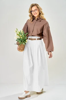 Костюм с юбкой 1022 шоколад+белый ARTELLA