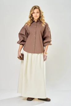 Костюм с юбкой 1022 шоколад+молочный ARTELLA