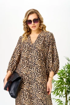 Платье 191 коричневый-бежевый AVA fashion