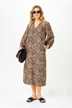 Платье 191 коричневый-бежевый AVA fashion