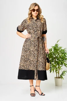 Платье 194 черный-бежевый AVA fashion