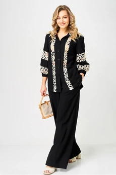 Костюм брючный 195 черный AVA fashion