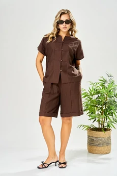 Костюм с шортами 208 коричневый AVA fashion