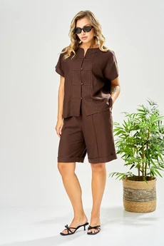 Костюм с шортами 208 коричневый AVA fashion