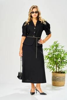 Костюм с юбкой 213 черный AVA fashion