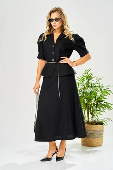 Костюм с юбкой 213 черный AVA fashion