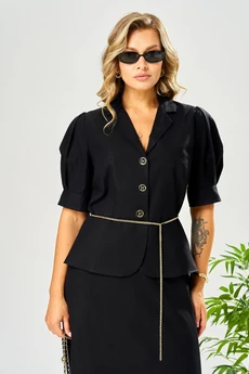 Костюм с юбкой 213 черный AVA fashion