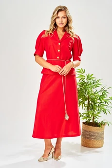 Костюм с юбкой 214 красный AVA fashion