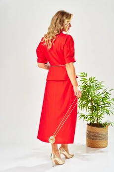 Костюм с юбкой 214 красный AVA fashion